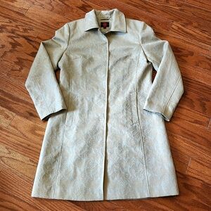 Vintage Gallery Women's Floral Jacquard Trench Coat Jacket Size Medium